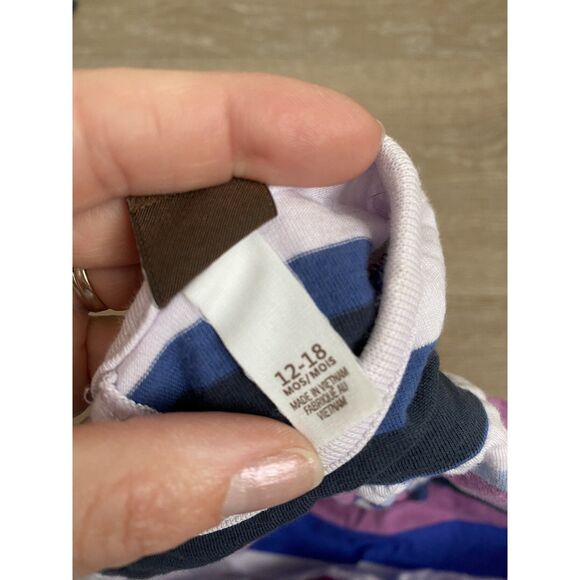 Tea Collection Striped Long Sleeve Purple Romper - 12-18 mo #nepal - Picture 6 of 6